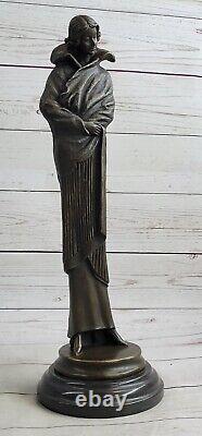 Bronze Sculpture Signée Français Par Jean La Érotique Style Art Nouveau Figurine