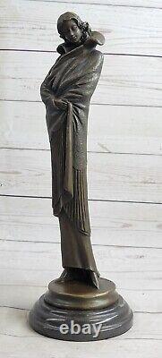 Bronze Sculpture Signée Français Par Jean La Érotique Style Art Nouveau Figurine