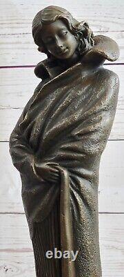 Bronze Sculpture Signée Français Par Jean La Érotique Style Art Nouveau Figurine