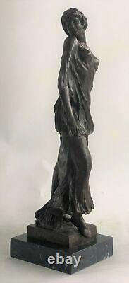 Bronze Sculpture Statue Superbe Style Art Nouveau Sexy Maiden Figurine En