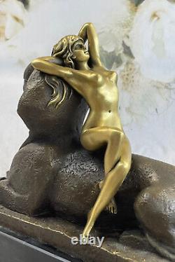 Bronze Sculpture Style Art Nouveau Collectionneur Semi Chair Figurine Statue