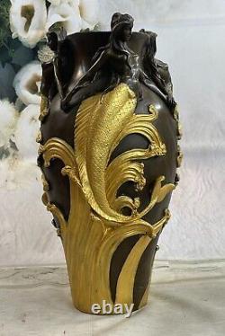 Bronze Sculpture Style Art Nouveau Superbe Détaillé Vase Chair Ouvre Figurine