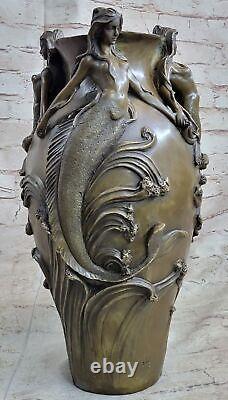 Bronze Sculpture Style Art Nouveau Superbe Détaillé Vase Français Original Solde