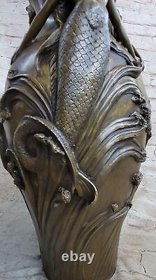 Bronze Sculpture Style Art Nouveau Superbe Détaillé Vase Français Original Solde