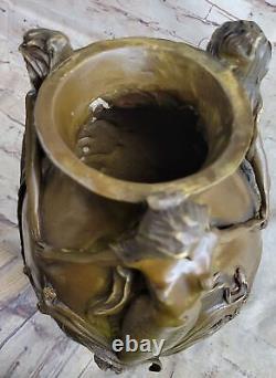 Bronze Sculpture Style Art Nouveau Superbe Détaillé Vase Français Original Solde