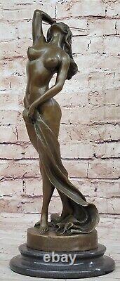 Bronze Style Art Nouveau Fille Statue Sexy Chair Sculpture, Signée Delore Solde