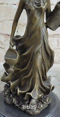 Bronze Style Art Nouveau Statue Sculpture Figurine Chair Fille Debout Par Jean