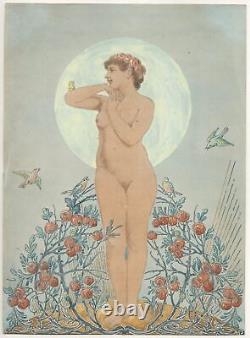 Bruno De Choix Ornement Tête de Chèvre Fleurs Dessin Style Art Nouveau