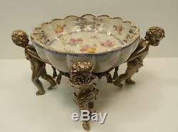 Centre de table Fruitier Ange Cherubin Bebe Style Art Nouveau Porcelaine Bronze