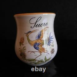 Céramique faïence style MOUSTIERS pot à sucre Art Nouveau Déco Design XXe N3221