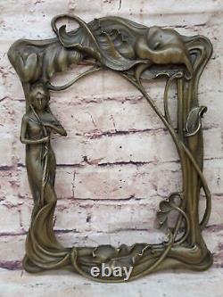 Classique Style Art Nouveau Bronze Sculpture Femme Et Tulipe Par Milo Art Nr