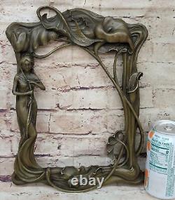 Classique Style Art Nouveau Bronze Sculpture Femme Et Tulipe Par Milo Art Nr