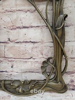 Classique Style Art Nouveau Bronze Sculpture Femme Et Tulipe Par Milo Art Nr