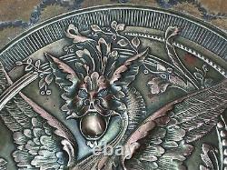 Coffre à bijoux Art nouveau style empire bois gaufré cuir décors cuivre repoussé