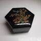 Coffret Miniature Boite Bijou Noir Style Art Nouveau Fleurs Asie Hong Kong N6893