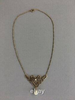 Collier vintage style art nouveau dentelle metal & perles