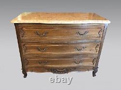 Commode style Louis XV noyer 1900 dessus marbre