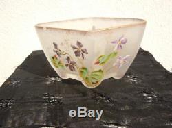 Coupe pâte de verre décor violettes style Legras vers 1920