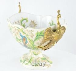 Coupelle Centre de table Oiseau Paon Style Art Deco Style Art Nouveau Porcelaine