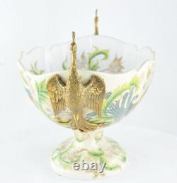 Coupelle Centre de table Oiseau Paon Style Art Deco Style Art Nouveau Porcelaine
