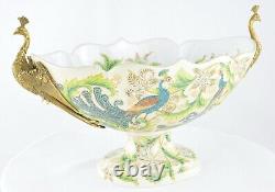 Coupelle Centre de table Oiseau Paon Style Art Deco Style Art Nouveau Porcelaine