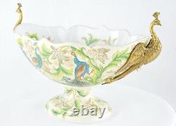 Coupelle Centre de table Oiseau Paon Style Art Deco Style Art Nouveau Porcelaine