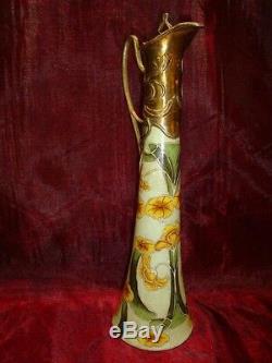 Cruche Pichet Fleur Iris Style Art Deco Style Art Nouveau Porcelaine Bronze