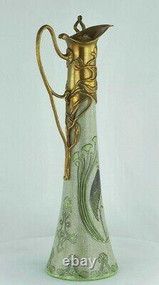 Cruche Pichet Oiseau Marabout Style Art Deco Style Art Nouveau Porcelaine