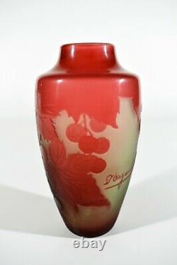 D'Argental Style Art Nouveau Cameo Vase en Verre ° Design Paul Nicolas Nancy