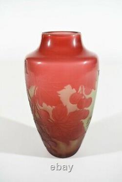 D'Argental Style Art Nouveau Cameo Vase en Verre ° Design Paul Nicolas Nancy