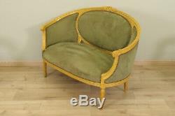 Deux fauteuils et un canapé style Louis XVI bois peint