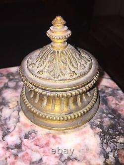 Encrier marbre et bronze doré style Louis XVI