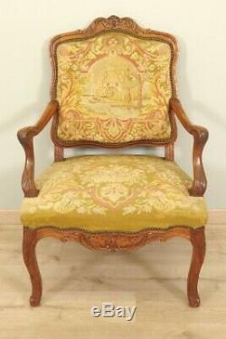 Fauteuil style Régence tapisserie petit point