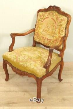 Fauteuil style Régence tapisserie petit point