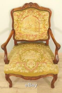 Fauteuil style Régence tapisserie petit point