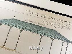 Français Style Art Nouveau Architectural Technique Dessin Antique Large Imprimé