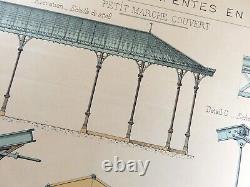 Français Style Art Nouveau Architectural Technique Dessin Antique Large Imprimé