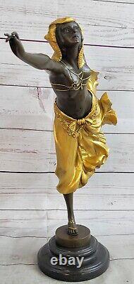 Français Style Art Nouveau Large Bronze Statue Après Colinet Gypsy Fille Chaud