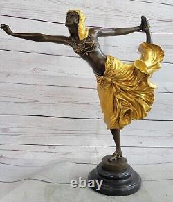 Français Style Art Nouveau Large Bronze Statue Après Colinet Gypsy Fille Chaud