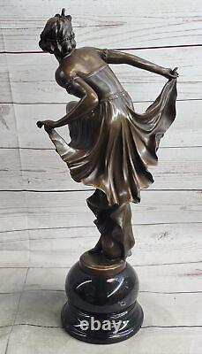 Français, Style Art Nouveau Large Bronze Statue Après Gory, Gypsy Fille Chaud