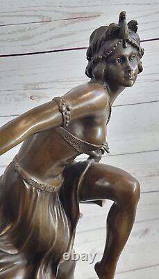 Français, Style Art Nouveau Large Bronze Statue Après Gory, Gypsy Fille Chaud