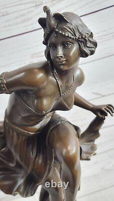 Français, Style Art Nouveau Large Bronze Statue Après Gory, Gypsy Fille Chaud