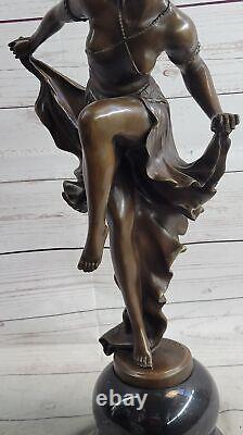 Français, Style Art Nouveau Large Bronze Statue Après Gory, Gypsy Fille Chaud