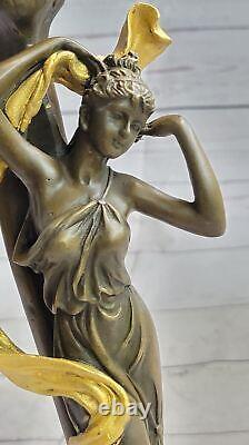 Grand Candélabre Bougeoir Bronze Sculpture Statue Style Art Nouveau Décor