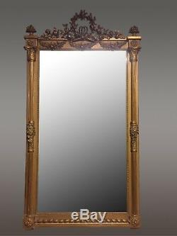 Grand Miroir Doré Style Louis XVI 1900
