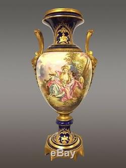 Grand vase faïence style Sèvres 1900 Art-Nouveau