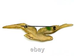 Grande broche Oiseau Art Nouveau en corne sculptée style GIP-Georges Pierre