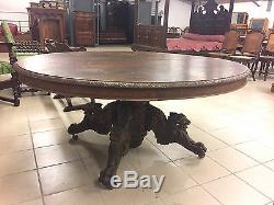 Grande table guéridon de salle à manger style Henri II en chêne