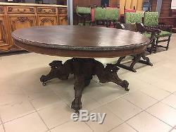 Grande table guéridon de salle à manger style Henri II en chêne