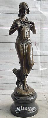 Jean La Style Art Nouveau Femelle Personifying Ressort Bronze Sculpture Statue